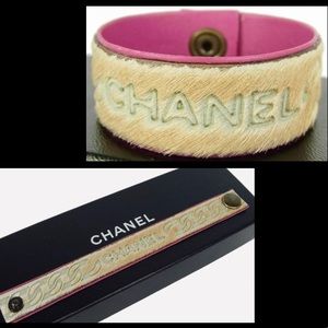 NWOT-CHANEL-Unused Calf Hair Leather Bracelet 01A